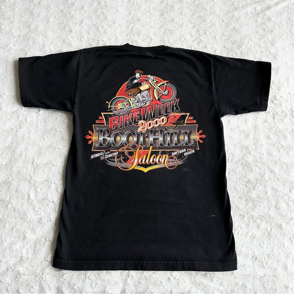 Vintage Daytona Beach Bike Week Shirt Tee Mens Large Black 2000 Boot Hill Saloon - Picture 1 of 14
